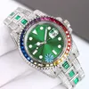 2023Wristwatches Diamond Mens Watch 40mm Automatisk mekanisk klocka Rainbow Square Diamonds Dial Sapphire Dign Wristwatch Montre de Luxe