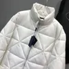 여성 디자이너 고급 스탠드 칼라 아래 진짜 퍼프 재킷 코트 겨울 야외 차가운 따뜻한 양복 캐주얼 패션 거리 로고 프린트 롬버스 격자 다운 재킷