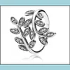 Band Rings Cz Diamond 925 Sterling Sier Wedding Ring Set Original Box For Pan-Dora Sparkling Leaves Women Girls Gift Jewelry W164330 Dhtqj