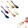 Spoons 304 Stainless Steel Dessert Spoons Chinese Sier Soup Coffee Tea Dinner Gold Spoon 2Pcs/Sets Kitchen Bar Cofe Shop Drop Delive Dhz4V