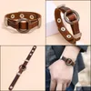 Bangle O Ring Charm Leather Bangle Cuff Button Adjustable Bracelet Wristand For Men Women Fashion Jewelry Drop Delivery Bracelets Dhlla