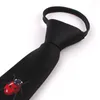 Bow Ties Black Embroidery Casual Slitte For Boys Girls Neck Tie Män Kvinnor Simple Slim Lazy Person Student Wear