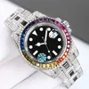 2023Wristwatches Diamond Mens Watch 40mm Automatic Mechanical Watch Rainbow Square Diamonds Dial Sapphire Dign Wristwatch Montre De Luxe