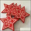 Decorazioni natalizie Ciondolo in legno di Natale 10 Pz / lotto Bianco Rosso Ornamento per l'albero Angelo Campana di neve Elk Star Decorazioni per la casa Drop Dhmzt