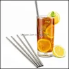 Drinking Straws 215Mm Stainless Steel Straight St Practical Drinking Easy To Clean Sts Metal Bar Family Kitchen Tools Drop Delivery Dhxrl
