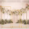 Decorative Flowers Wedding Props Wrought Iron Screen Arches Frame Background Square Artificial Flower Gold Plating Geometry