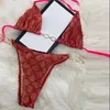 Sexy Damen-Bikini-Set, Designer-Badeanzug, voll mit Buchstaben bedruckte Badeanzüge, weicher Sling-Split-Badeanzug zum Schwimmen