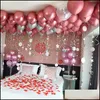 Decoração de festa decoração de festa vermelha sier ouro rosa estrela e bola de guirlandas círculos para decorações de casamento streamers Valentines dhloi
