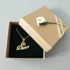 Gold Box a catena di gioielli personalizzati Nome personalizzato Negata a sospensione Currsiva fatta a mano girocollo femminile uomini bijoux bff regalo343t