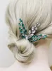 Cabeças de cabeceiras boêmios Emerald Green Hair Pins Fades Rhinestone Mulheres Meninas Acessórios de casamento para cocar