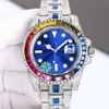 2023Wristwatches Diamond Mens Watch 40mm Automatisk mekanisk klocka Rainbow Square Diamonds Dial Sapphire Dign Wristwatch Montre de Luxe