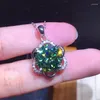 Kedjor 925 Sterling Silver Blue-Green 6CT Moissanite Pendant passerade Diamond Test Perfect Cut VVS Women Luxury Jewellery Necklace