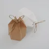 Present Wrap 10st Kraft Paper Package Cardboard Box Lantern Hexagon Candy Favor and Gifts Wedding Christmas Valentine's Party Supplies