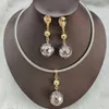 Necklace Earrings Set Italian Gold Plated Jewelry Luxury Beads Drop And Pendant 2Pcs For Women Weddings Party Bohemia Gifts