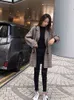 여자 양모 블렌드 여성 패션 옷깃 슬림 재킷 한국 가을 여성 의류 221110