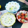 Set di stoviglie Creativo dipinto a mano in ceramica alla fragola Ristorante Stoviglie per la casa Ciotola per la colazione in pizzo carino Insalata rotonda di frutta