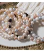 Strand 9mm Natural Water Fresh Water Pearl Bracelet Multicolor Baroque Charm Bracelete Elástico Jóias Finas Presentes de Aniversário para Festa de Casamento