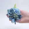 Dekorative Blumen Männer Mädchen Boutonniere Bräutigam Pins Seidenkorsage Zeremonie Rose Blumenbrosche Party Hochzeit Braut Trauzeugen Brautjungfer