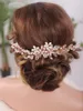 أغطية الرأس الوردية الذهب الكريستال وحشيات الشعر ملحقات الزفاف الزفاف النساء تاج مصنوعة يدويا الزخرفة