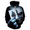 Hoodies masculinos 2022 Super Clown 3D capuz impressa com capuz grosso com capuz