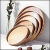 Mats Pads Wooden Coasters Japanese Tray El Bar Restaurant Stray Teapot Round Home Tools Diameter 21Cm Drop Delivery Garden Kitchen Dh6Os