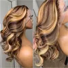 30 cali Ombre Podświetlanie peruki Body Wave 13x4 HD koronkowe peruki przednie ludzkie włosy miód blondynka kolorowa 4/27 Frontal dla kobiet