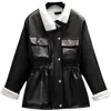 Women's Leather Plus Size Coat Female Autumn Winter Fashion Black PU Shiny Jacket For Women Velvet Abbigliamento