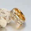 Para mody Pierścienie Kobiety markizowe wycięte kryształowy pierścionek dwa rzędy męskie CZ Stone Stone Pierścień ze stali nierdzewnej biżuteria mody dla kochanków