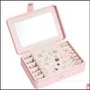 Jewelry Boxes Mti Functional Veet Jewelry Trays Organizer Mirror Jewellery Box Earring Necklace Bracelet Ring Storage Case Pu Leathe Dhmwj