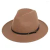 Boinas da Inglaterra Mulheres homens fedoras retrô unissex feltro fivela fedora chapéus largo outback hat panama cowboy cor sólida