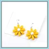 Charme mignon petites fleurs boucles d'oreilles de charme pour les femmes douces coréennes résine marguerite tournesol personnalité féminine boucles d'oreilles bijoux en gros Dhw2I