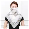 Designer Masks Women Scarf Face Mask Silk Chiffon Handkerchief Outdoor Windproof Half Dustproof Veil Fashion Driving Beach Sunshade Dhonw