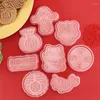 Baking Moulds 8pcs 3D Chinese Year Cookie Cutter Set Cartoon Shaped Plastic Spring Festivel Stamp Biscuit Mold Cake Decorating Tool