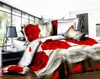 S￤ngkl￤der s￤tter 4st Bed Bread Room Decorative 3D Red Rose Winter Set D￤cke Cover Platt lakan Kudde Housse de Coquette King