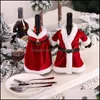 Décorations de Noël Robe de Noël Bouteille de vin Ensemble Creative Rouge Coton Cape Champagne Er Noël Santa Ceinture Décorative Drop De Dhry9