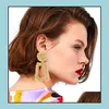 Dangle Chandelier Designer Earrings Jewelry Luxury Female Maxi Silk Thread Bohemian Geometric Metal Red Big Dangle Pierced Ears Dr Dhv5D