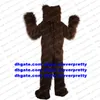 Long Fur Brown Bear Mascot Costume Grizzly Bear Ursus Arctos seriefigur Butik nuvarande tillgivenhetsuttryck ZX593