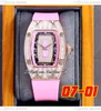 07-01 Diamants Baguette Quartz Suisse Montre Femme Montres Femme Or Rose Pavé Diamant Cadran Squelette Rouge Bracelet Caoutchouc Noir Super Edition 5 Styles Puretime B2