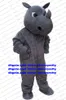 Costume de mascotte de rhinocéros gris, tenue de personnage de dessin animé pour adulte, Costume de campagne publicitaire, spectacle théâtral, zx1735