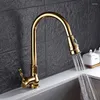 Kitchen Faucets Gold Sink Faucet Pull Out Tap Single Hole Handle Swivel Water Mixer