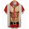 Camicie casual da uomo Camicia da uomo natalizia Stampata in 3D Cosplay hawaiano Abbigliamento divertente Festa quotidiana Abbottonatura Top a manica corta Streetwear