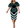 Plus Size Dresses Style XL-5XL Womens Printed Bodycon Midi Dress Ladies Evening Cocktail Party Upright And Elegant