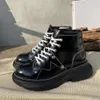 Новые сапоги Martin Designer Motorcycle Boots Короткие высокие туфли на каблуках Толстая подошва Salix Nail Shiping Surface Не скольжение круглая голова резиновая кожа 34-40