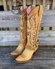 Bottes brodées Bottes occidentales pour femmes Cowboy Cow Girls Big Taille 46 Toe pointu talon épais du genou High Boots Fashion Shoesg221111