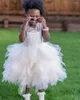 Mädchen Kleider Elegante Spitze Rüschen Tüll Tee Länge Kleine Mädchen Kinder Blume Für Hochzeit Party Erstkommunion Prom Kleid