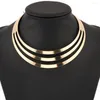 Choker mode kvinnor punk uttalande maxi halsband collier vridmoment bijoux3 lager guld färg runda smycken