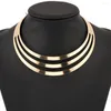 Choker Fashion Fashion Women Punk заявление Maxi Ожерелье Collier Torque Bijoux3 Слои золотой цвет круглые украшения