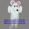 Witte muis muizen mascotte kostuum laboratorium rattenlab ratten volwassen stripfiguur cartoon prestatiebeeftekstenen programma zx2085