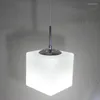 Lámparas colgantes Lámpara Cubi moderna Leche Cubo de vidrio cúbico blanco Leche Luz de suspensión Comedor Restaurante El Office Italia Diseño Iluminación