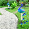 Garden Decoration Light LED Målad påfågel Solar Windmill Blue Glowing Lawn Lamp Ornament Gardening Staty